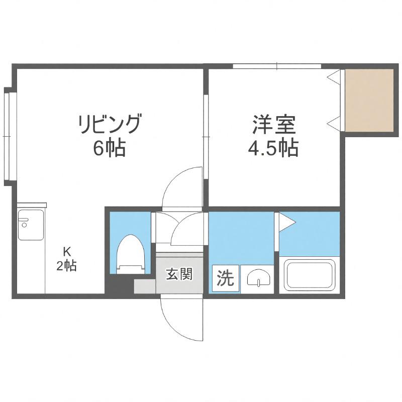 プラダハウス(1LDK/2階)の間取り写真