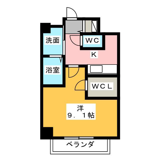 アガティス東静岡(1K/8階)の間取り写真