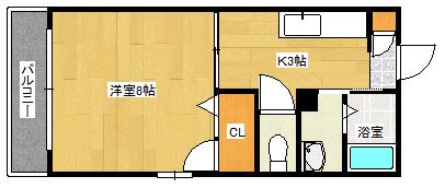 ディアスオオヤケ(1K/1階)の間取り写真