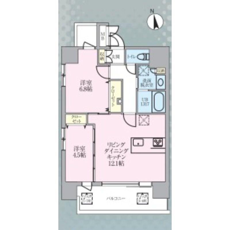 エンテヴィレ南麻布(1LDK/6階)の間取り写真