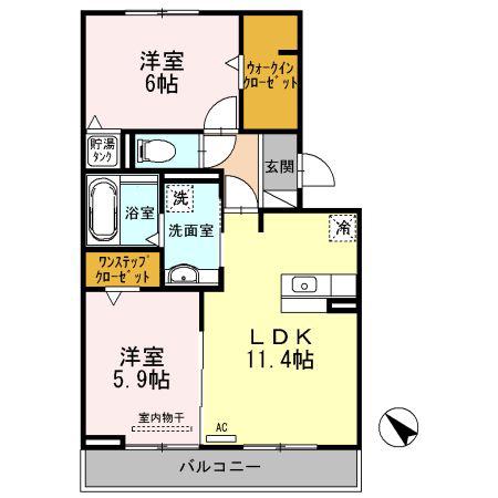 グランデ北沢II(2LDK/2階)の間取り写真