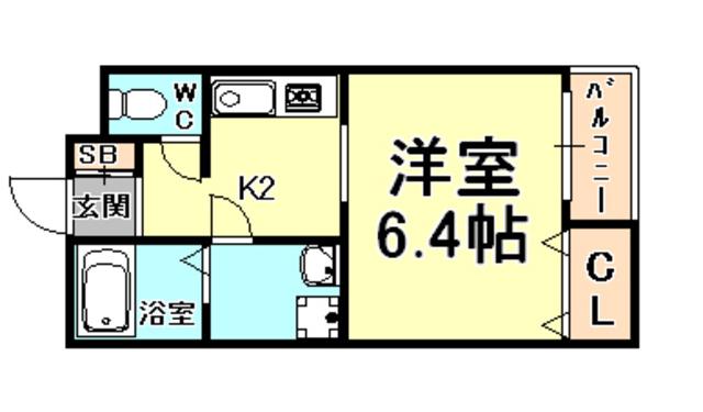 フローラ岡本(1K/1階)の間取り写真