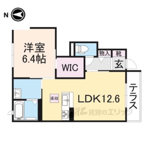 サンライズY C(1LDK/1階)の間取り写真
