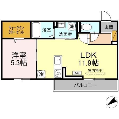 D-INVEST栄町(1LDK/2階)の間取り写真