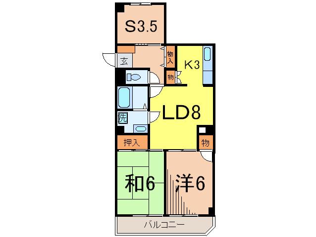 ヒルサイドテラスU(2SLDK/3階)の間取り写真