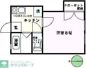 ドミールミヤビ(1K/2階)の間取り写真