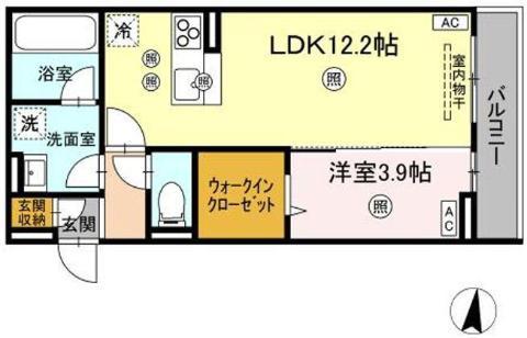 D-RESIDENCE南蔵王町1丁目E(1LDK/3階)の間取り写真