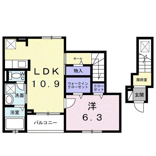カーサ・ヴェルデ(1LDK/2階)の間取り写真