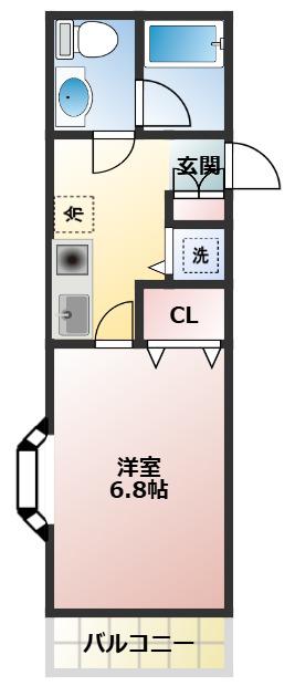 エクセルコート成城(1K/1階)の間取り写真