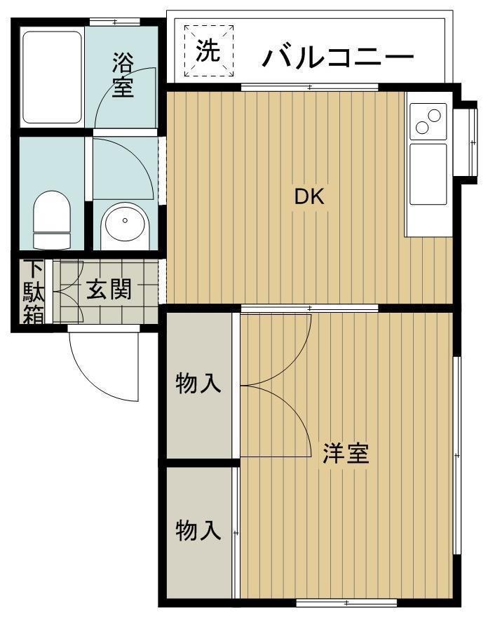 第2ルミエール藤田(1DK/2階)の間取り写真
