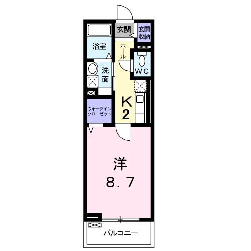 プレジェーネ一津屋(1K/2階)の間取り写真