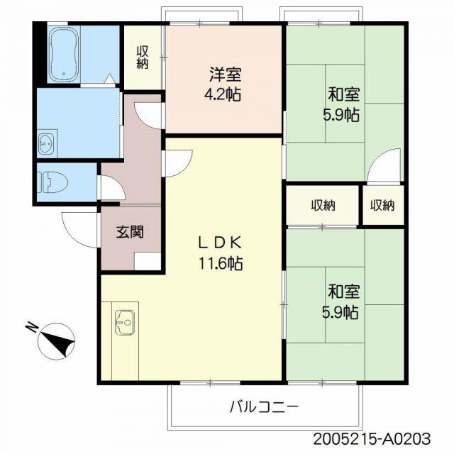 ファミール真木A棟(3LDK/2階)の間取り写真