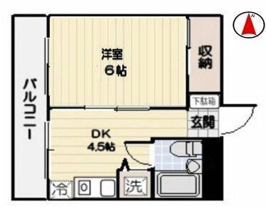 カーサふじみ野(1DK/3階)の間取り写真