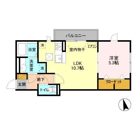 AXIS松戸(1LDK/1階)の間取り写真