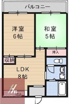 阿波座ハイツ(2LDK/4階)の間取り写真
