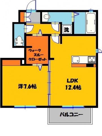 アルストロメリア(1LDK/1階)の間取り写真