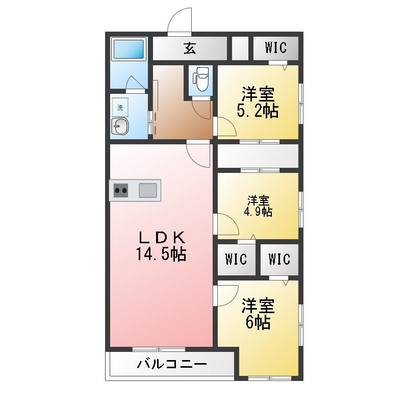 リバブル富士見台(3LDK/5階)の間取り写真