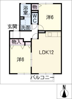 メゾンクレール(2LDK/1階)の間取り写真