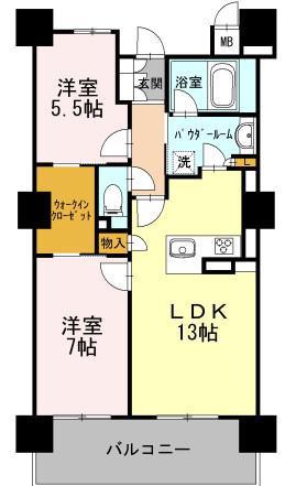 ロイヤルパークスERささしま サウス(2LDK/14階)の間取り写真