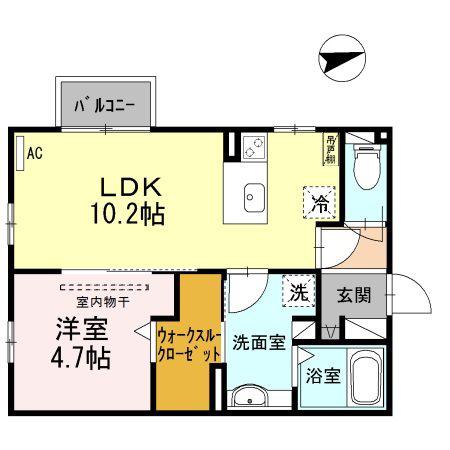 グランルージュ(1LDK/2階)の間取り写真