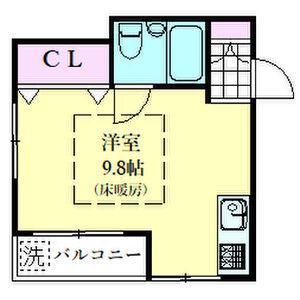 土井マンション(ワンルーム/2階)の間取り写真