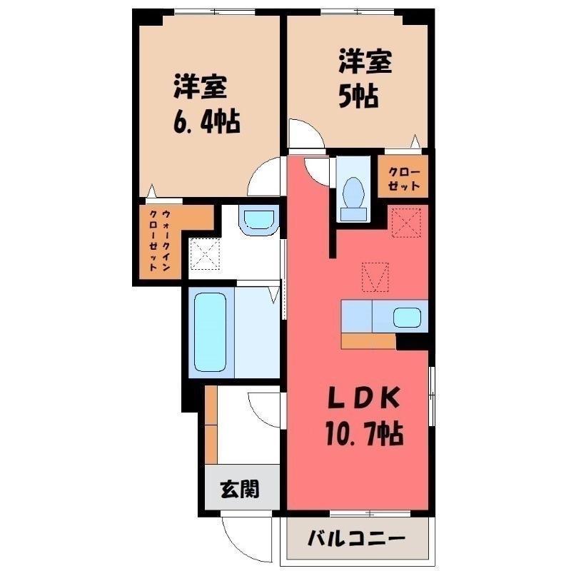 グレイスパークII(2LDK/1階)の間取り写真