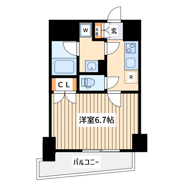 アイルプレミアム横浜ウエスト(1K/1階)の間取り写真