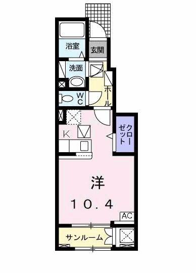 クレール カヤ(ワンルーム/1階)の間取り写真