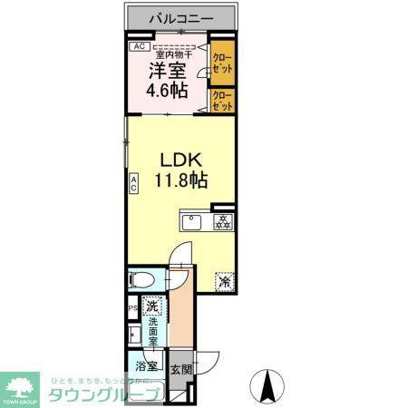 セレスティア大谷田III(1LDK/3階)の間取り写真
