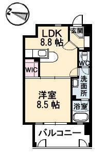 フラットリア御船(1LDK/4階)の間取り写真