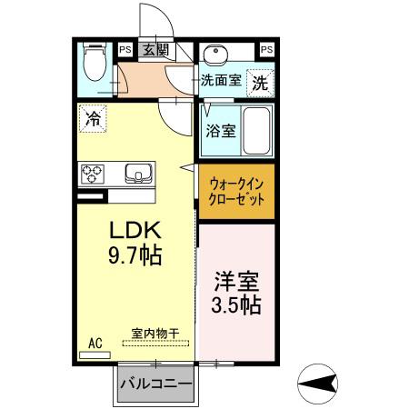 RECENTE浜町(1LDK/2階)の間取り写真