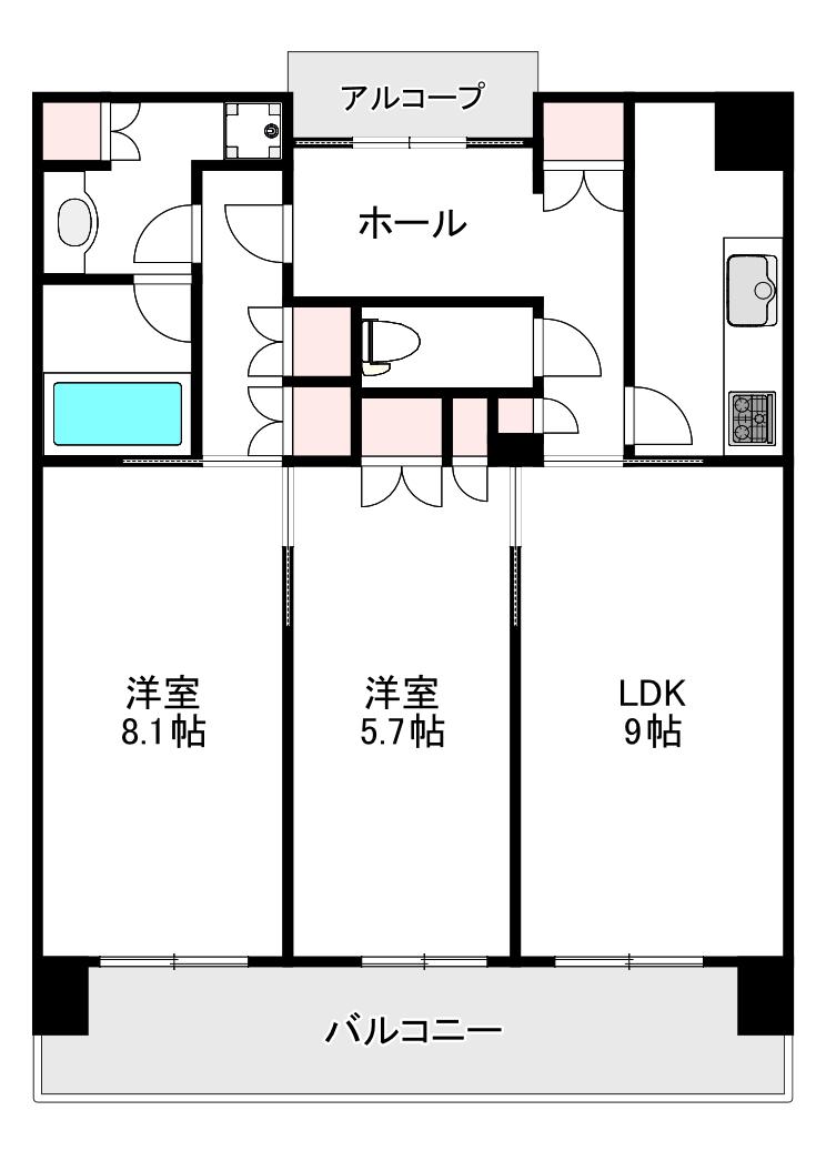グラングリーン大阪 THE ノース RESIDENCE(2LDK/20階)の間取り写真