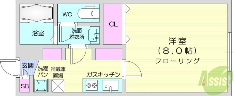 アクティブパレス川内(1K/1階)の間取り写真