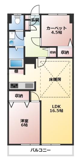 西川口ローヤルコーポ(2LDK/5階)の間取り写真