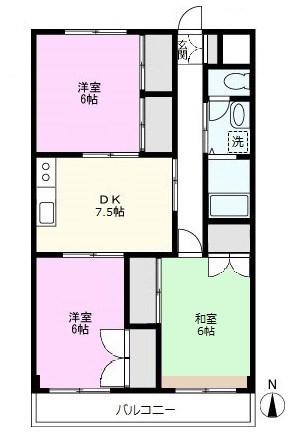 第2九曜コーポ(3DK/2階)の間取り写真