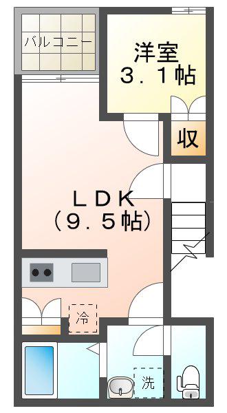 プルミエ バトー(1LDK/2階)の間取り写真