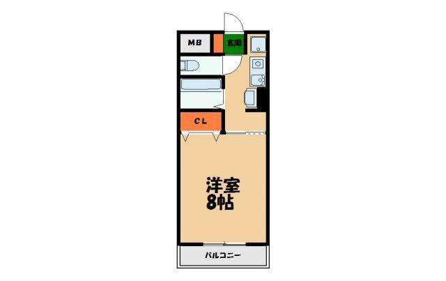 スリーポインツ4(1K/2階)の間取り写真