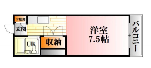 山口ビル(ワンルーム/3階)の間取り写真