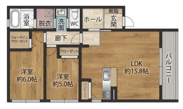 WINDOMルミナス(2LDK/1階)の間取り写真