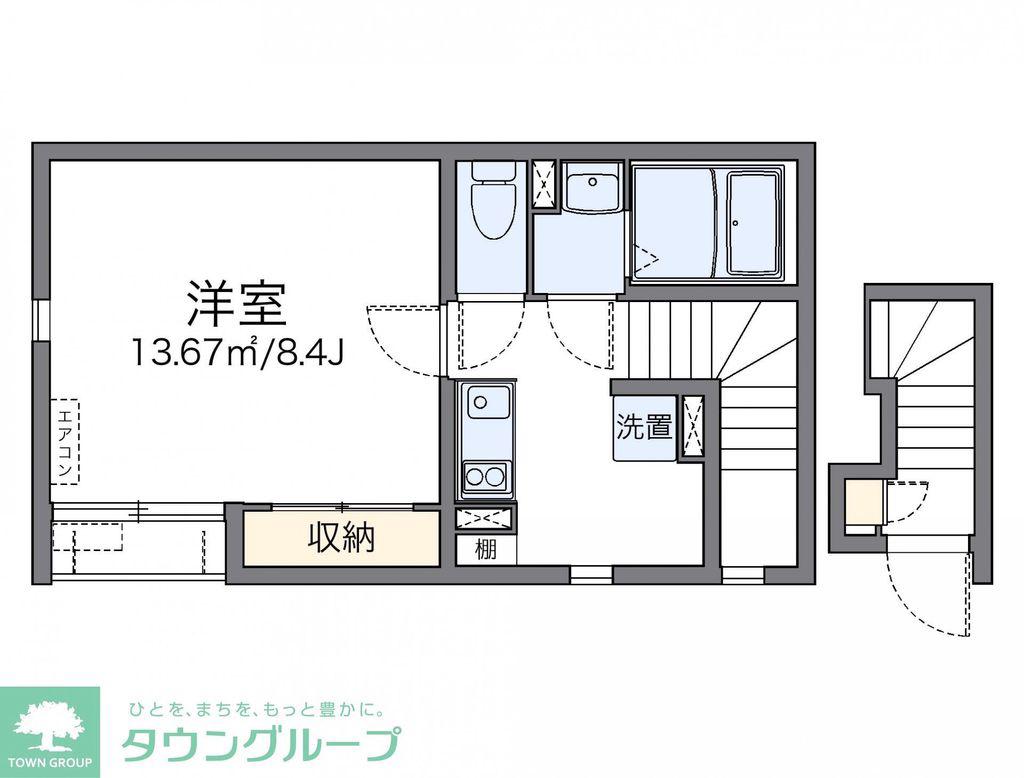 レオネクストシャルム唐沢(1K/2階)の間取り写真