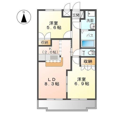 シャンティ(2LDK/2階)の間取り写真