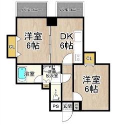 CITY SPIRE難波プレミア(2DK/2階)の間取り写真