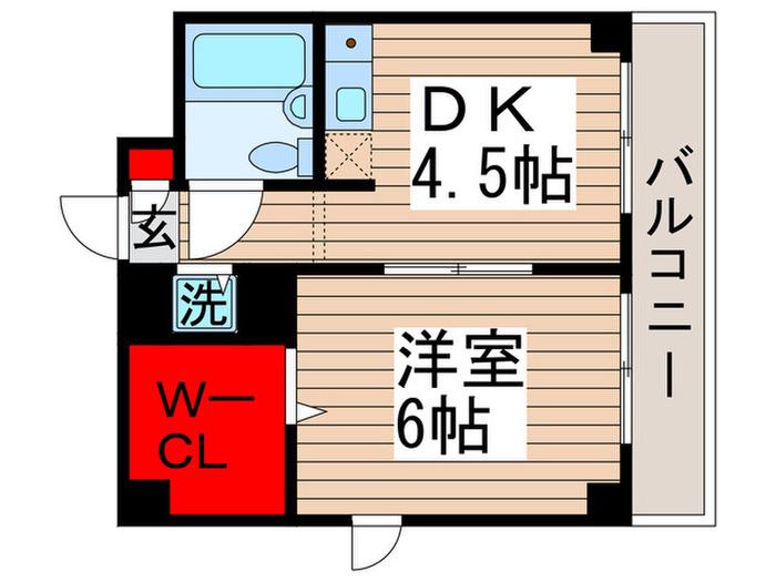 アルカディア宝(1DK/2階)の間取り写真