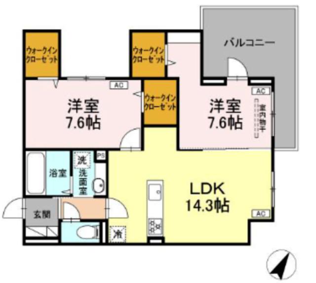 SERENE TERA(2LDK/3階)の間取り写真