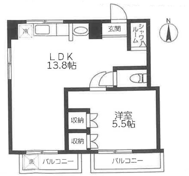田中ビル(1LDK/5階)の間取り写真