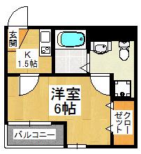 CORDEA船橋ノース(1K/2階)の間取り写真