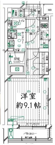 レガリス明大前(1K/2階)の間取り写真