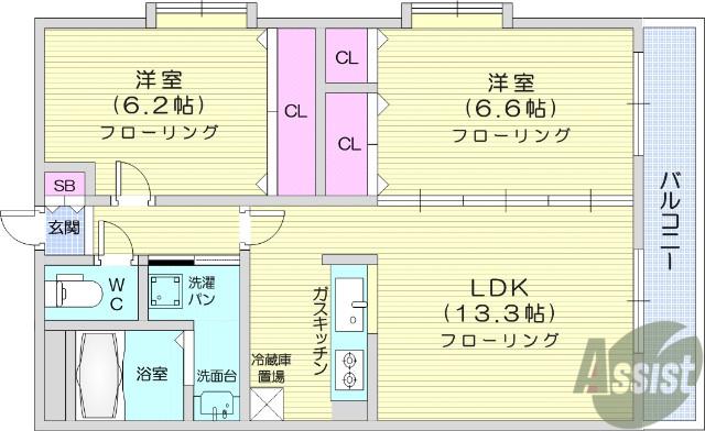 ドリーム15(2LDK/3階)の間取り写真