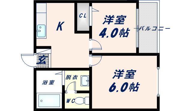 金沢マンション(2DK/4階)の間取り写真