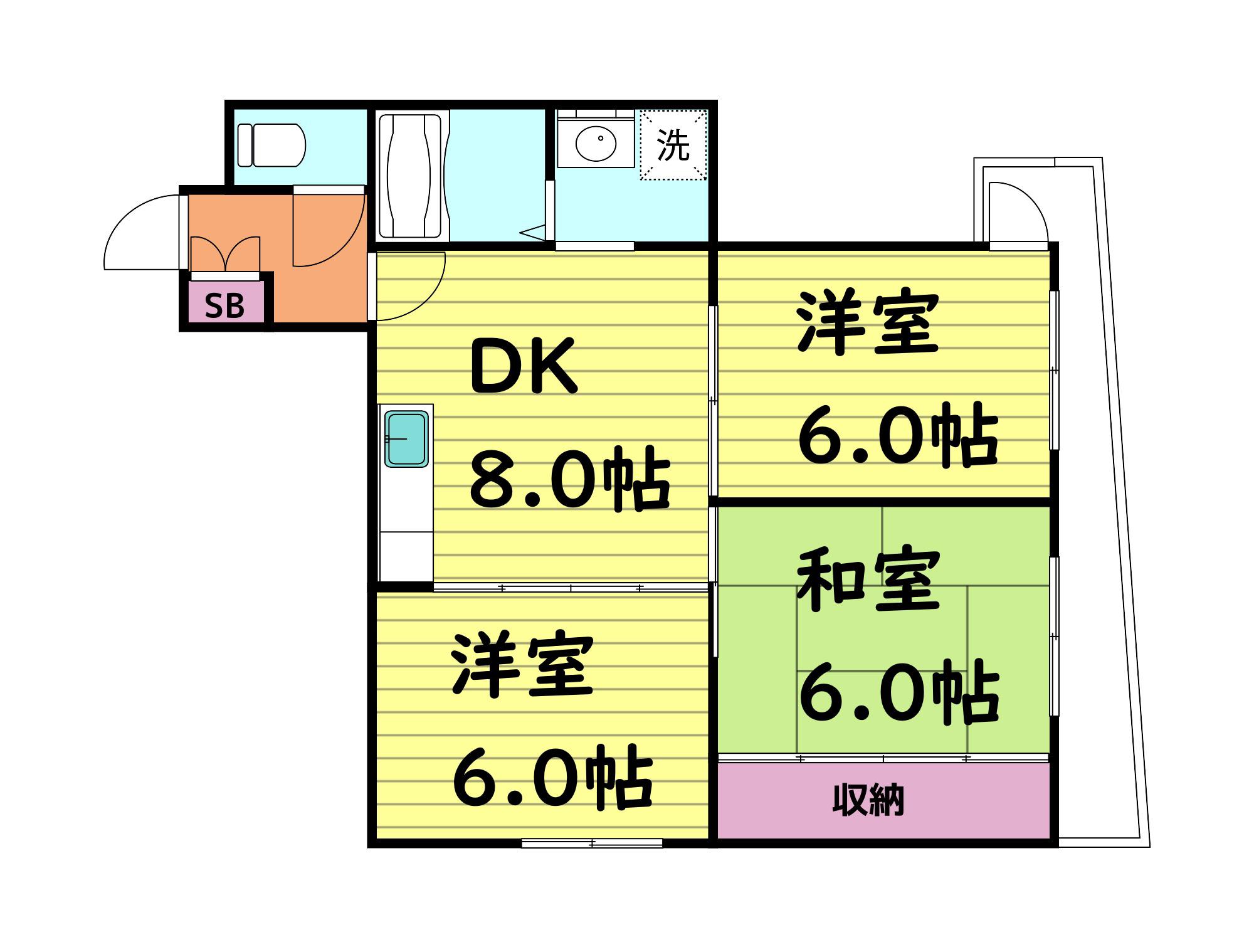 アーク玉津橋(3DK/5階)の間取り写真